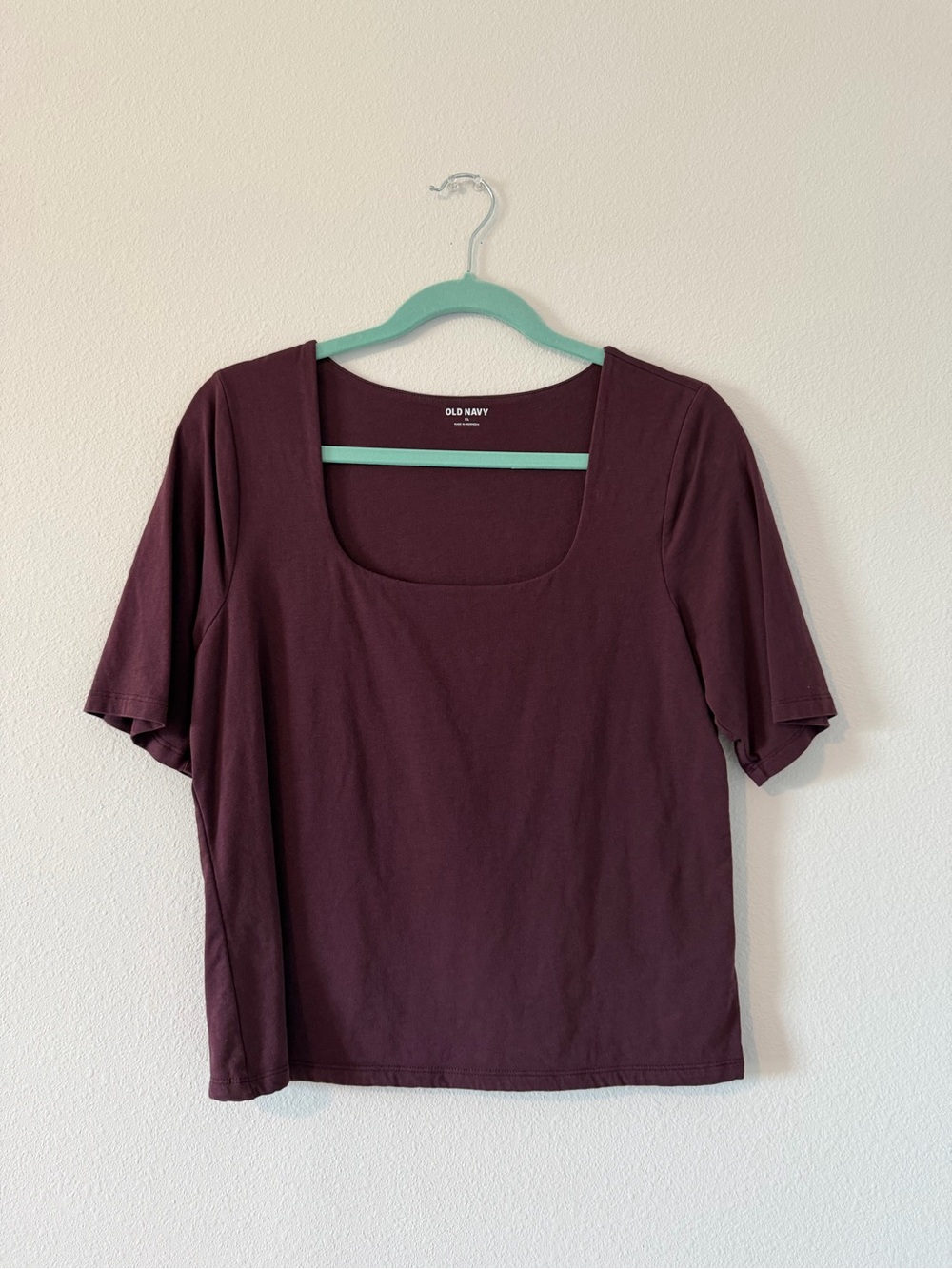 NWOT Old Navy Women's Square Neck Short Sleeve Top - Deep Plum